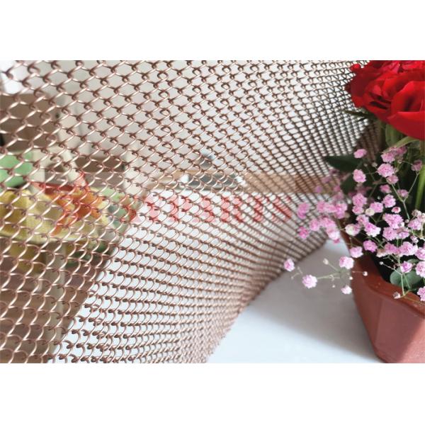 Quality Gold Color Flexible Metal Coil Drapery Mesh For Hotel Room Hanging Divider for sale