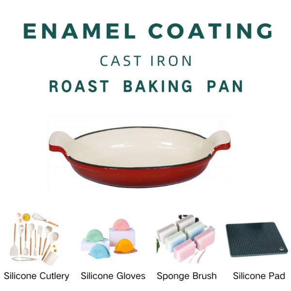 Quality Enameled Cast Iron Oval Pan 26x15.5x4cm Special Shape Serve Desserts for sale