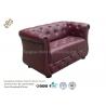 China Button Tufted Leather Hotel Room Sofa Wooden Frame / PU Half Leather Sofa Four Seat factory