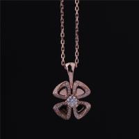 Quality Italy Fiorever Necklace 18K Rose Gold Pendant set with a central diamond and pav for sale