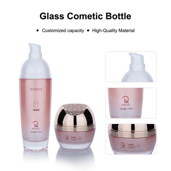 Quality 40ml 100ml 120ml Pink Gradient Glass Bottles 50g Skincare In Glass Bottles for sale
