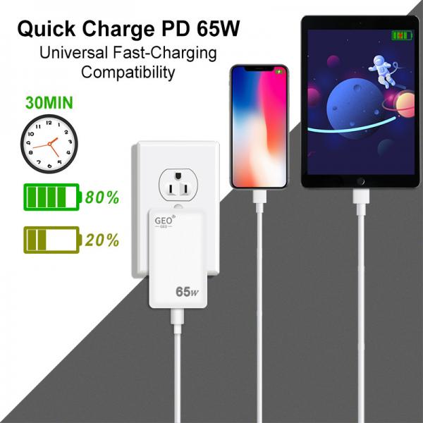 Quality 20V 3.25A GaN Fast Charger PD 65W USB C Wall Charger High Powered for sale