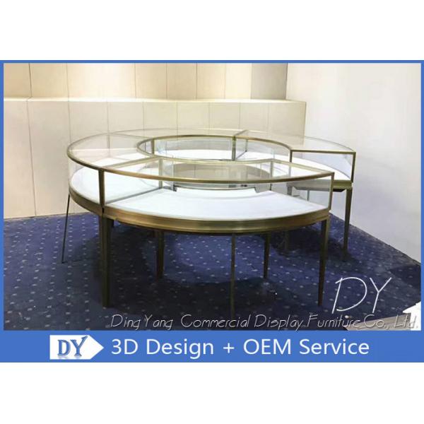 Quality Round SS Glass Jewelry Display Cases With Locks / Retail Glass Display Cabinets for sale