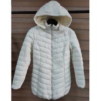 China White Womens Lightweight Quilted Padded Jacket With Fix Hoody And Fur Lining factory