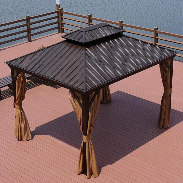 Quality Metal Hardtop Patio Gazebo With Curtain And Netting Outdoor Hardtop Gazebo for sale