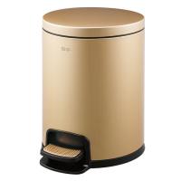 China Champagne Gold Hotel Trash Bin With Lid Foot Operated Hotel Room Dustbin factory