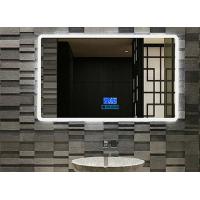 China Customized frameless Mirror Smart Touch Screen Mirror Lighted Bathroom Vanity Wall Mirror For Hotel factory
