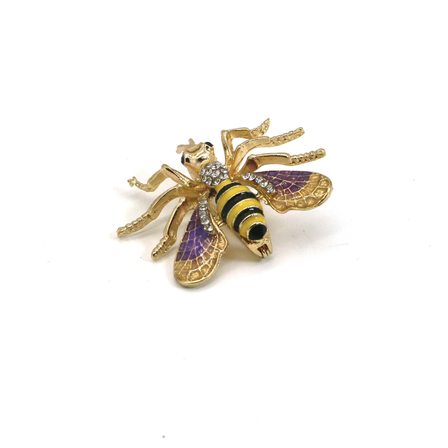 China Alloy Fashion Brooch Pin , Gold Bee Brooch With Shiny Diamond OEM ODM factory