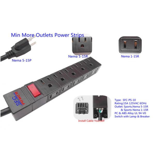 Quality American 10 Outlets Slim Plug Power Strip With Side Socket , Power Distribution for sale