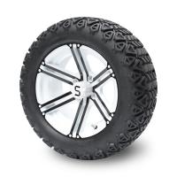 Quality Golf Cart 14'' Black/White Rims And 22x10-14'' All Terrain Tires, Wheel Nuts and for sale