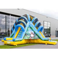 China Double Lane Valcano Jungle Large Inflatable Slides With Climb factory