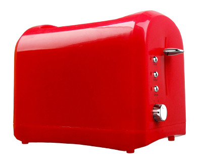 China Anti Slip Feet Red Long Slot Toaster 2 Slice Bread Centering Function factory