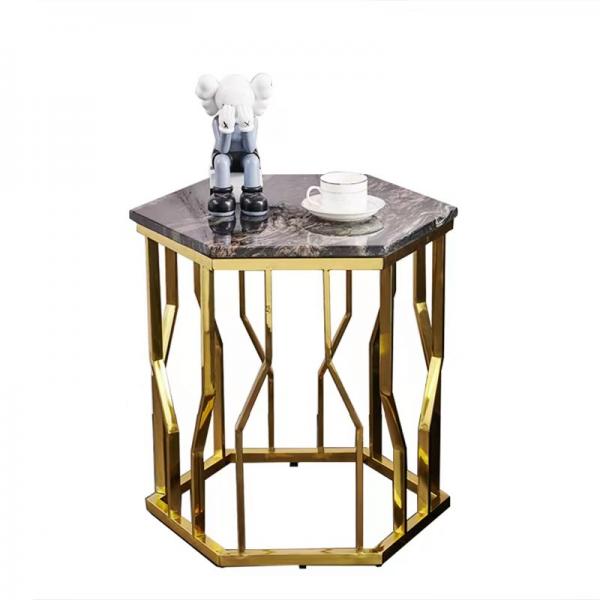 Quality Versatile Upholstery Polygon Wire Table Rock Plate Table With Stainless Steel Gilt for sale