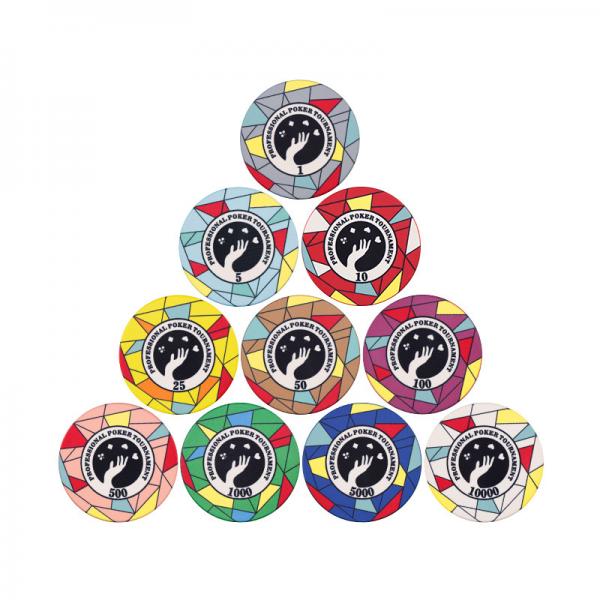 Quality 300pcs / 500pcs Casino Poker Chips Ceramic Durable Mix Color for sale