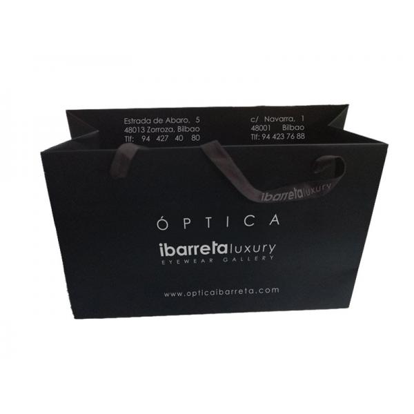 Quality Custom Small Black Paper Bags Online Jewellery Packaging With Gold Foil Logo for sale