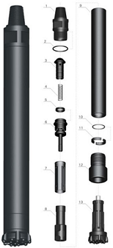 Shank Down The Hole Air Pressure Hammer for Hard Rock Drilling 4'' COP44 / DHD 340 / QL 40