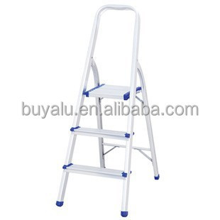 Quality Sustainable Aluminum Folding Ladder 3 Steps In Silver Anodized for sale