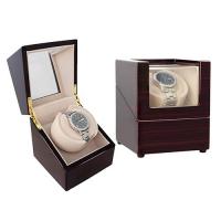 China High quality brown wooden display boxes cheap automatic watch winder with leather lining factory