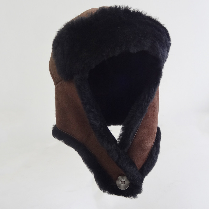 China Hot selling customized cheap men women trapper sheepskin hat winter factory