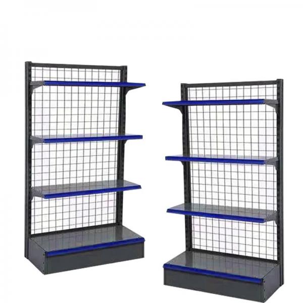 Quality Customizable Mesh Back Gondola Shelving Commercial Grid Display Shelves for sale