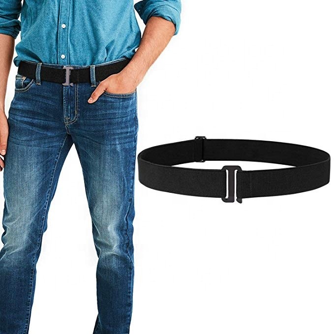 China Flat Elasticated Belts Mens Invisible 115cm Black Zinc Alloy Buckle factory