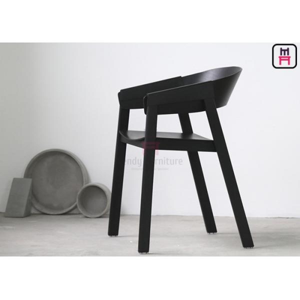 Quality Upholstered Seater Wood Restaurant Chairs Black Color With Bowed Backrest for sale