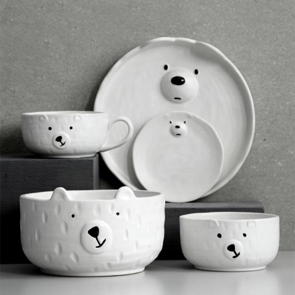 Quality Ice Bear White Dinnerware Cute Ceramic Dinner Bear Plates Kitchen Dish Coffee Cup Porcelain Plate Bowl Mug Tableware for sale