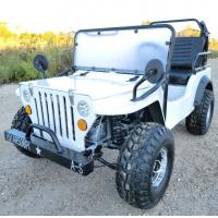 China White Mini Gas Golf Cart Jeep ELITE Edition Lifted With Custom Rims And Fender Flares for sale