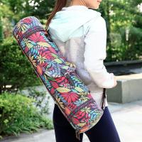 China Canvas Material Printed Yoga Bag , Sports Mat Bag Pilates Mat Backpack factory
