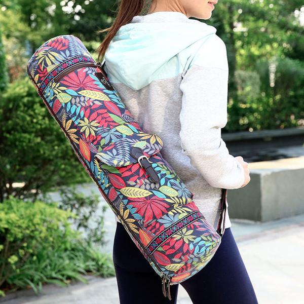 Quality Canvas Material Printed Yoga Bag , Sports Mat Bag Pilates Mat Backpack for sale