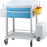 China Medical hospital furniture blue therapy cart with two drawers factory