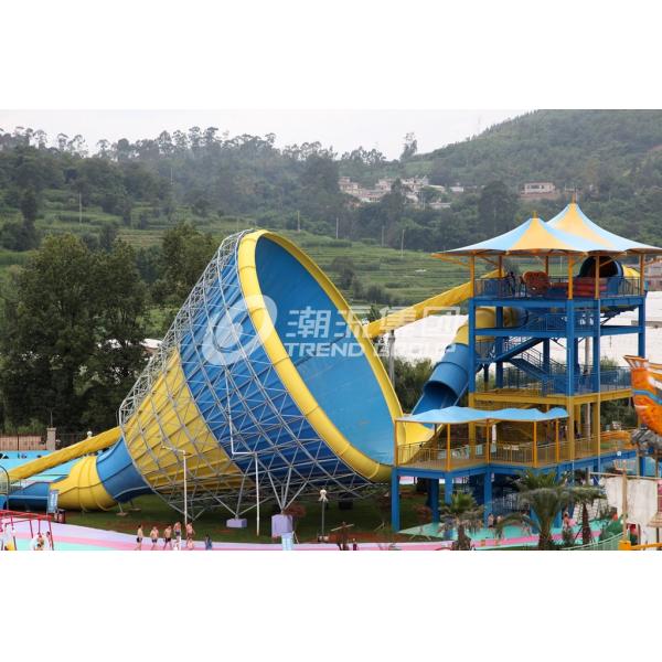 Quality Aqua Park Equipment , Colorful Fiberglass Water Slide for Giant Aqua Park / customized Water park Slide for sale