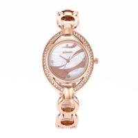 China Top Brand Luxury Full Diamond Custom Alloy Band Oval Quartz Wrist Watch Women Quartz for sale