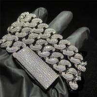 China Hip Hop Moissanite Cuban Link Chain Miami Mens Sterling Silver Jewelry Necklace factory