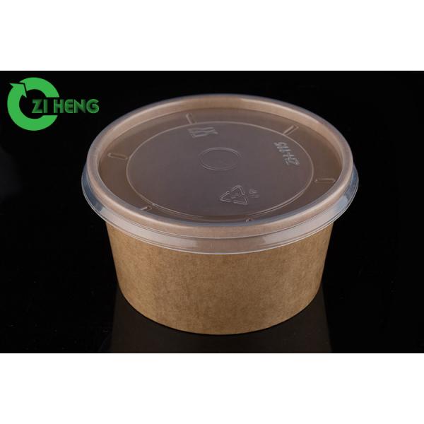 Quality Food Use Kraft Paper Biodegradable Bowl 16oz With PP Lid For Salad Soup for sale