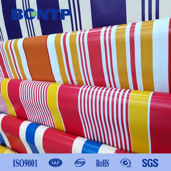 Quality Waterproof PVC Stripe Tarpaulin 2.7m Width For Outdo Or Awning for sale