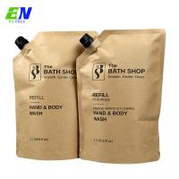 China Recyclable Kraft Paper 1 Liter Refill Shampoo Pakcing Stand Up Spout Pouch factory