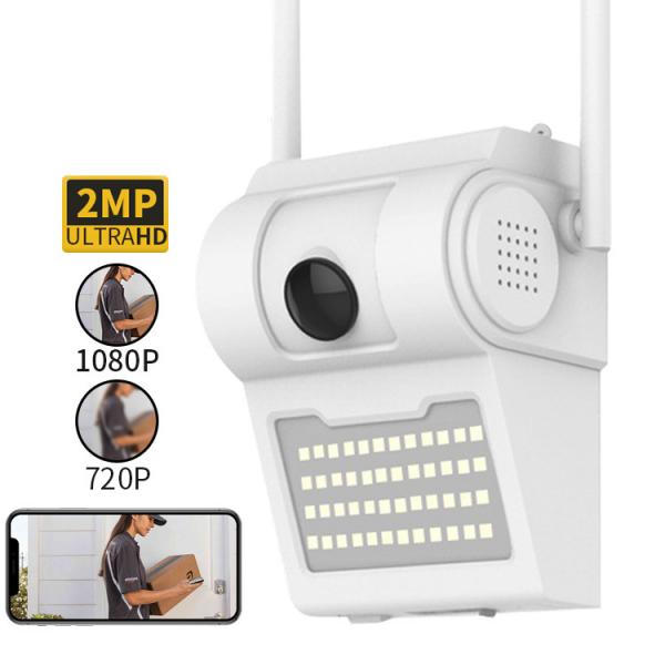 Quality 2MP HD Outdoor Wireless IP Camera With LED Wall Lamp Floodlight for sale