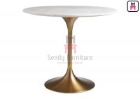China Brushed Golden Tulip Base Marble Coffee Table Trumpet Base Table factory