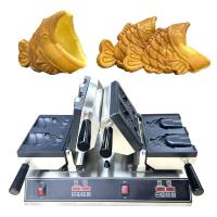 China Double Waffle Maker Ice Cream Machine with Open Mouth Fish Shape and Timer 0-10 minutes factory