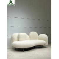 China Shaped Fabric Velvet 3 Seats White Plush Sofa For Hotel Room Home Villa factory