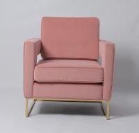 China Modern Living Room Furniture Velvet Pale Pink Sofa With Metal Frame factory