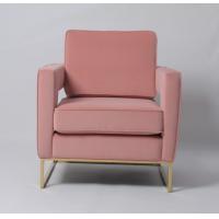 China Modern Living Room Furniture Velvet Pale Pink Sofa With Metal Frame factory