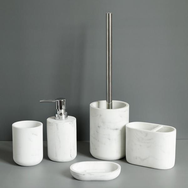 Quality OEM Marble Ceramic Bathroom Soap Dispenser Set 5 Piece For Shower Room for sale