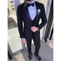 Quality Men'S 3pc Tuxedo Suit Hanover Black Slim Fit Shawl Lapel Tuxedo for sale