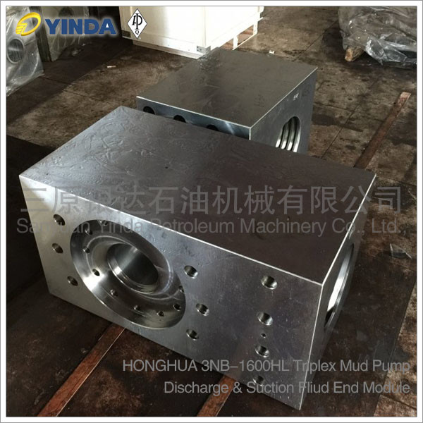 HONGHUA 3NB-1600HL Triplex Mud Pump discharge and suction Fliud End Module,NB1602.01.01.00,NB1602.01.04.00