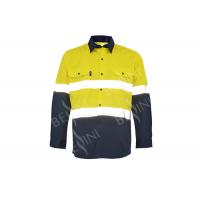 China 100% Cotton Two Tone Custom Work Shirts With 5CM Reflective Tape Chest Pockets for sale