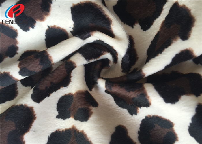 Quality Leopard Print Plush Velboa Polyester Velvet Fabric Upholstery Brushed On One Side for sale