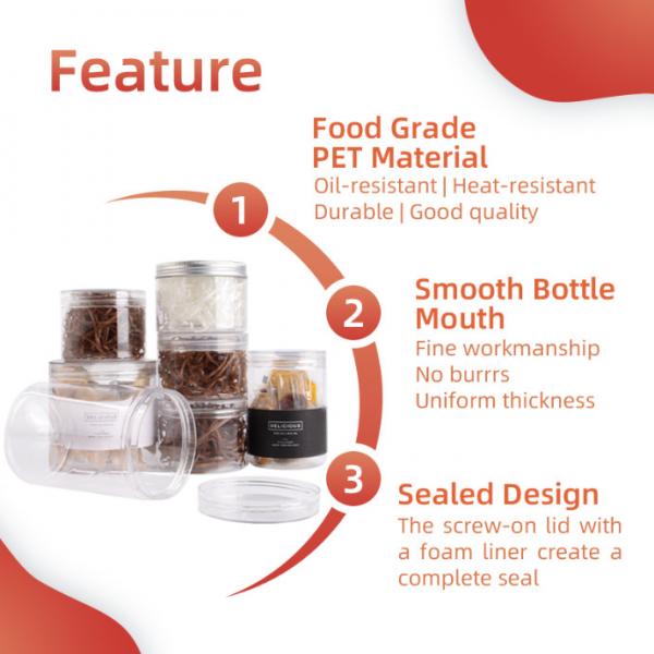 Quality Empty Clear Candy Cookie Jar 500ml Wide Mouth Food Plastic Jars With Screw Top for sale