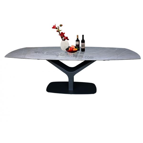 Quality Large Tempered Glass Extendable Dining Table Ceramic Topped For 10-12 Seats for sale